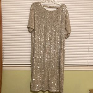 Pewter/silver sequened size 14 dress